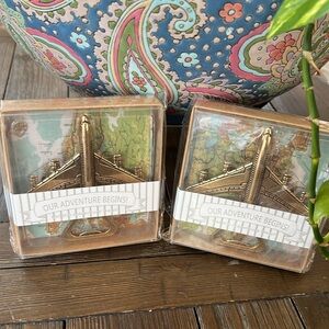 Set of two NIB novelty gold tone metal airplane bottle openers.